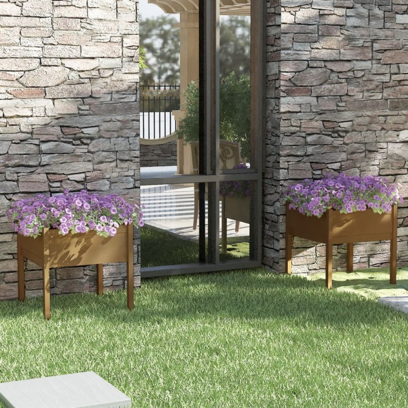 Fioriere da Giardino 2 pz Miele 70x70x70 cm in Massello di Pino Fioriere da Giardino 2 pz Miele 70x70x70 cm in Massello di Pino