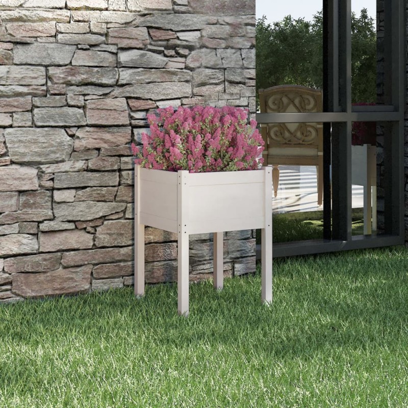 vidaXL Fioriera da Giardino Bianca 50x50x70 cm Legno Massello di Pino vidaXL Fioriera da Giardino Bianca 50x50x70 cm Legno Massello di Pino