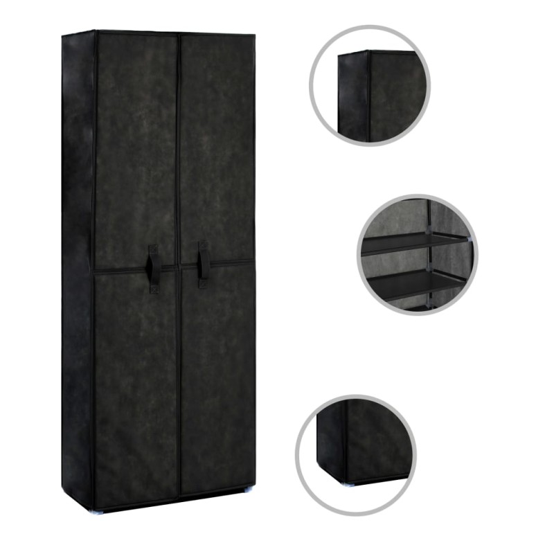 Scarpiera Nera 60x30x166 cm in Tessuto