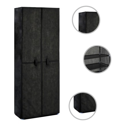 Scarpiera Nera 60x30x166 cm in Tessuto