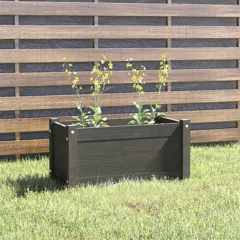 Fioriera da Giardino Grigia 60x31x31 cm in Massello di Pino Fioriera da Giardino Grigia 60x31x31 cm in Massello di Pino