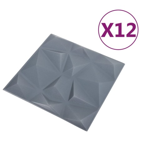 Pannelli Murali 3D 12 pz 50x50 cm Grigi a Diamante 3 m²