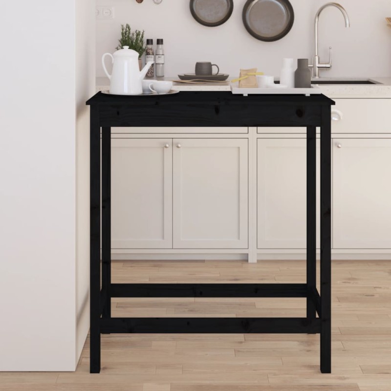vidaXL Tavolo da Bar Nero 100x50x110 cm in Legno Massello di Pino vidaXL Tavolo da Bar Nero 100x50x110 cm in Legno Massello di Pino