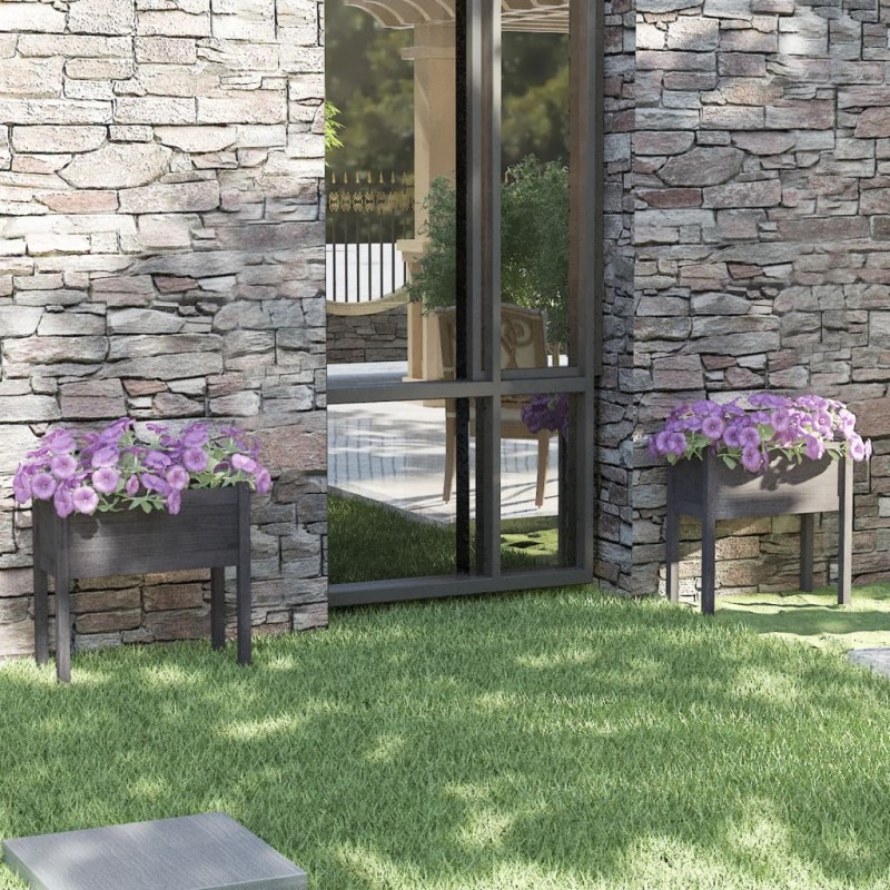 Fioriere da Giardino 2 pz Grigie 70x31x70 cm in Legno di Pino Fioriere da Giardino 2 pz Grigie 70x31x70 cm in Legno di Pino