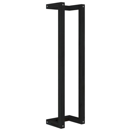Portasciugamani Nero 23x18x90 cm in Legno Massello di Pino