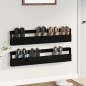 Scarpiere a Parete 2 pz Nere 110x9x23 cm Legno Massello di Pino Scarpiere a Parete 2 pz Nere 110x9x23 cm Legno Massello di Pino
