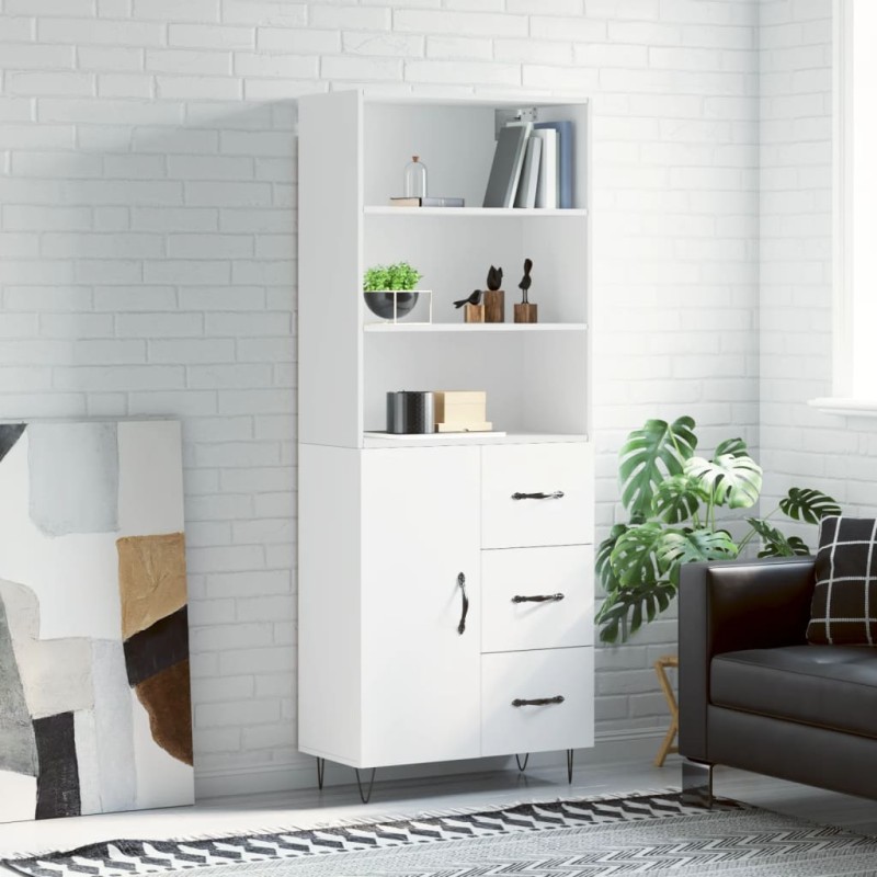 Credenza Bianca 69,5x34x180 cm in Legno Multistrato Credenza Bianca 69,5x34x180 cm in Legno Multistrato
