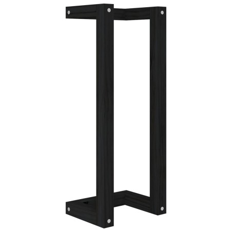 Portasciugamani Nero 23x18x60 cm in Legno Massello di Pino