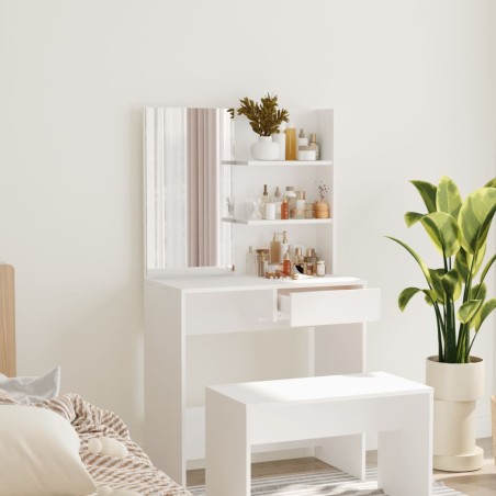 vidaXL Toeletta con Specchio Bianco 74,5x40x141 cm