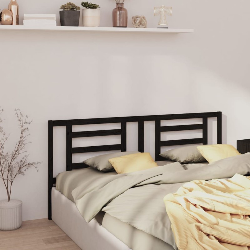 Testiera per Letto Nera 166x4x100 cm in Legno Massello di Pino Testiera per Letto Nera 166x4x100 cm in Legno Massello di Pino