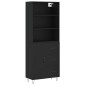 Credenza Nera 69,5x34x180 cm in Legno Multistrato Credenza Nera 69,5x34x180 cm in Legno Multistrato