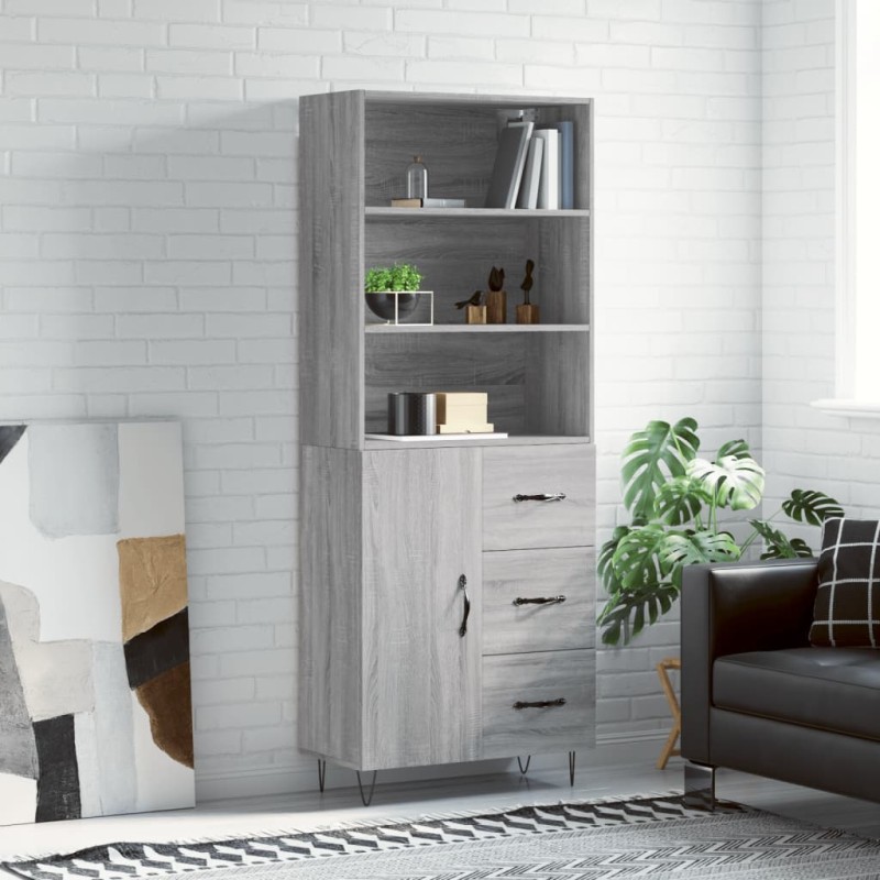 Credenza Grigio Sonoma 69,5x34x180 cm in Legno Multistrato Credenza Grigio Sonoma 69,5x34x180 cm in Legno Multistrato