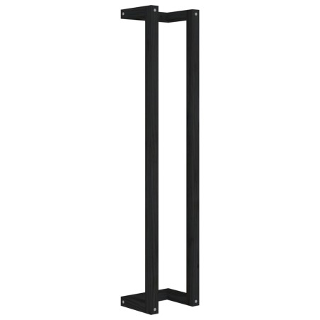Portasciugamani Nero 23x18x110 cm in Legno Massello di Pino