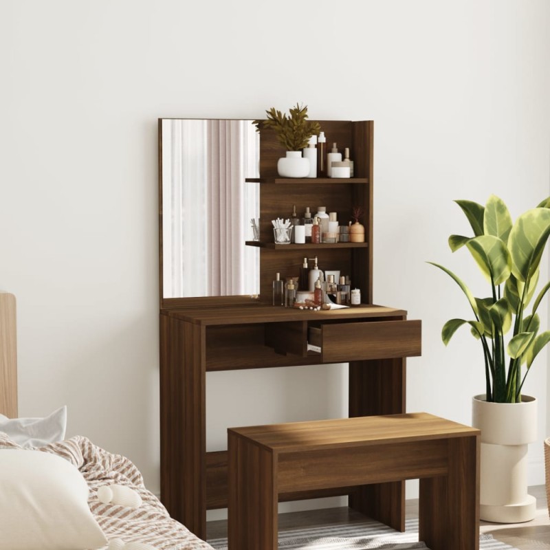Toeletta con Specchio Rovere Marrone 74,5x40x141 cm Toeletta con Specchio Rovere Marrone 74,5x40x141 cm