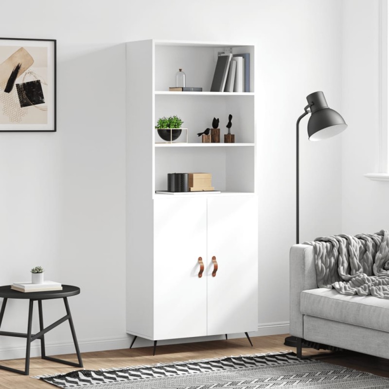 Credenza Bianca 69,5x34x180 cm in Legno Multistrato Credenza Bianca 69,5x34x180 cm in Legno Multistrato