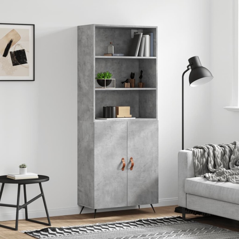 Credenza Grigio Cemento 69,5x34x180 cm in Legno Multistrato Credenza Grigio Cemento 69,5x34x180 cm in Legno Multistrato