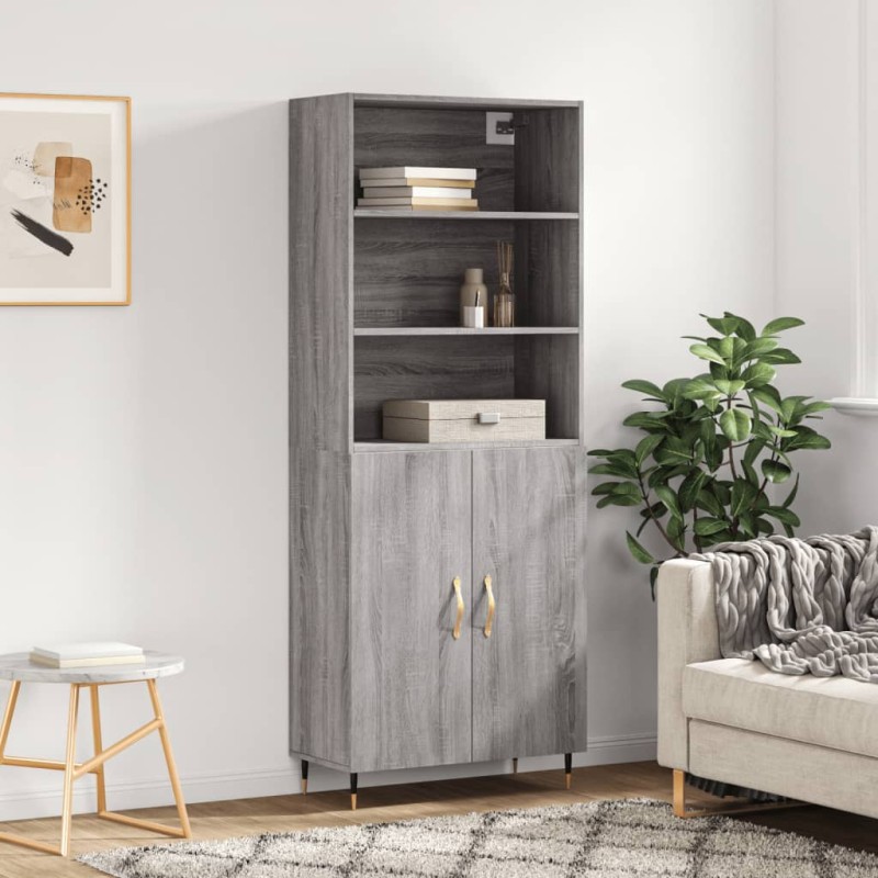 Credenza Grigio Sonoma 69,5x34x180 cm in Legno Multistrato Credenza Grigio Sonoma 69,5x34x180 cm in Legno Multistrato