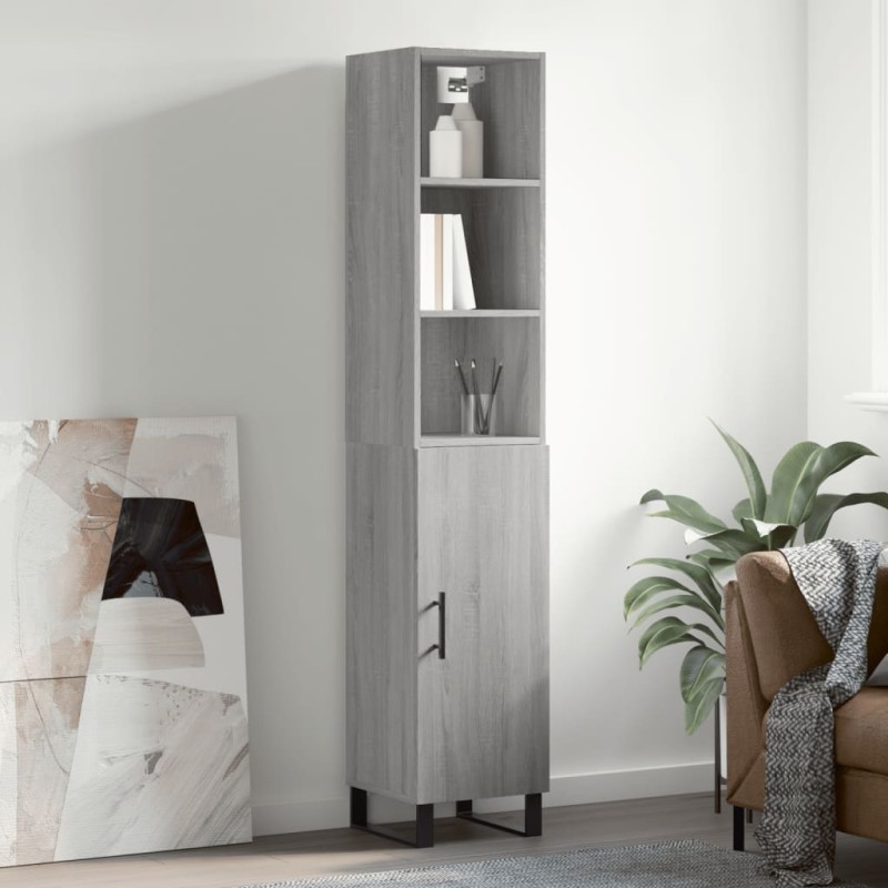 Credenza Grigio Sonoma 34,5x34x180 cm in Legno Multistrato Credenza Grigio Sonoma 34,5x34x180 cm in Legno Multistrato