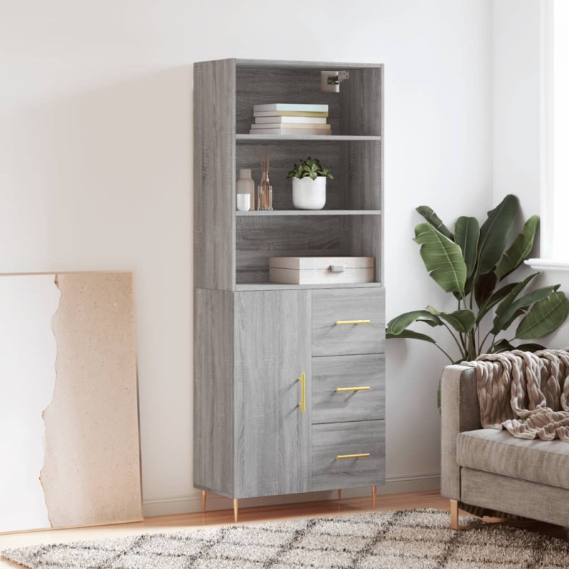 Credenza Grigio Sonoma 69,5x34x180 cm in Legno Multistrato Credenza Grigio Sonoma 69,5x34x180 cm in Legno Multistrato