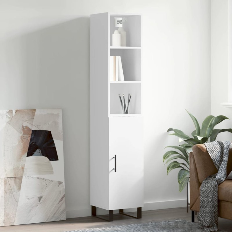 Credenza Bianca 34,5x34x180 cm in Legno Multistrato Credenza Bianca 34,5x34x180 cm in Legno Multistrato