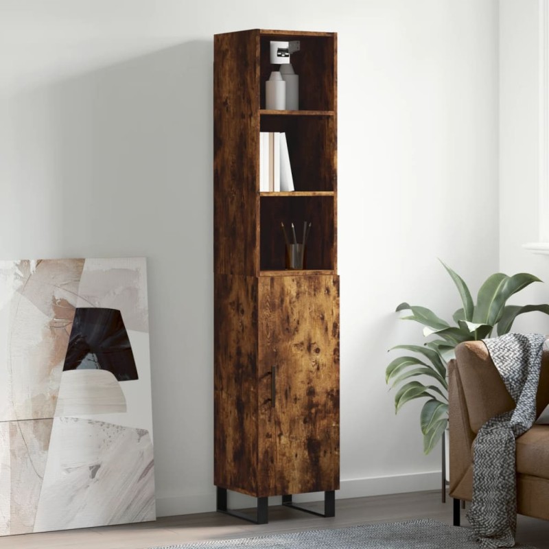 Credenza Rovere Fumo 34,5x34x180 cm in Legno Multistrato Credenza Rovere Fumo 34,5x34x180 cm in Legno Multistrato