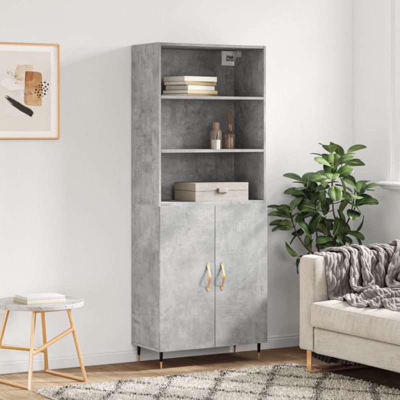 vidaXL Credenza Grigio Cemento 69,5x34x180 cm in Legno Multistrato vidaXL Credenza Grigio Cemento 69,5x34x180 cm in Legno Multistrato