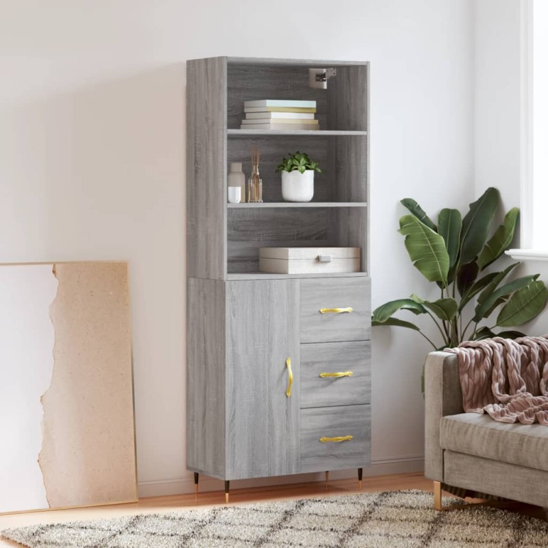 Credenza Grigio Sonoma 69,5x34x180 cm in Legno Multistrato Credenza Grigio Sonoma 69,5x34x180 cm in Legno Multistrato