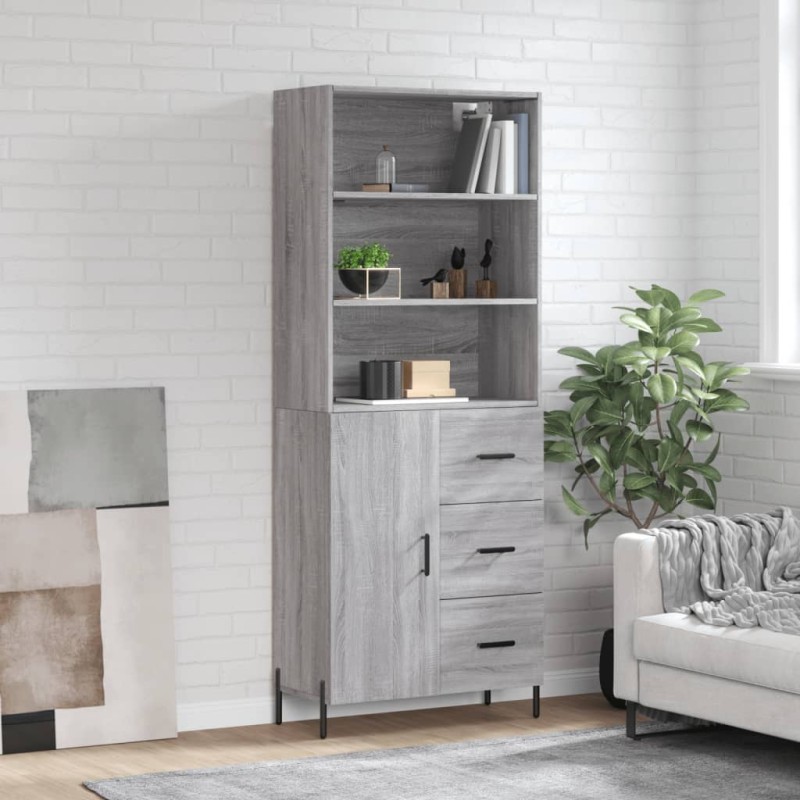 Credenza Grigio Sonoma 69,5x34x180 cm in Legno Multistrato Credenza Grigio Sonoma 69,5x34x180 cm in Legno Multistrato