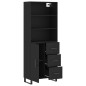 Credenza Nera 69,5x34x180 cm in Legno Multistrato Credenza Nera 69,5x34x180 cm in Legno Multistrato