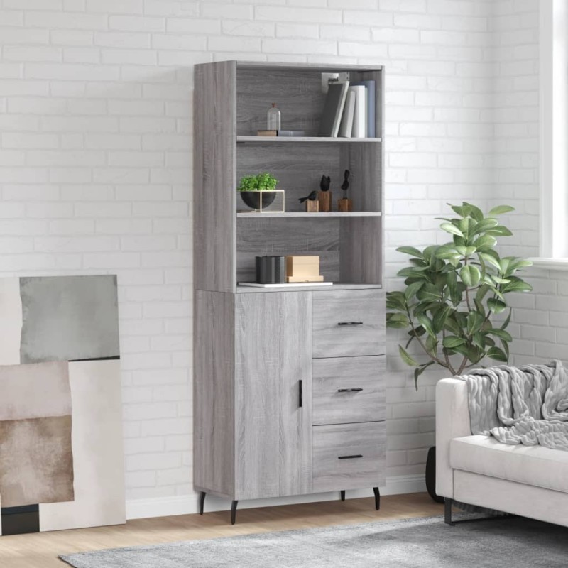 Credenza Grigio Sonoma 69,5x34x180 cm in Legno Multistrato Credenza Grigio Sonoma 69,5x34x180 cm in Legno Multistrato