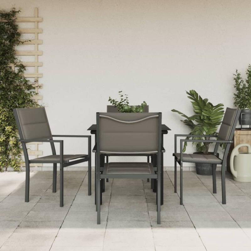 Set da Pranzo da Giardino 5 pz Nero in Acciaio e Textilene Set da Pranzo da Giardino 5 pz Nero in Acciaio e Textilene