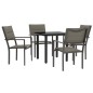 Set da Pranzo da Giardino 5 pz Nero in Acciaio e Textilene Set da Pranzo da Giardino 5 pz Nero in Acciaio e Textilene