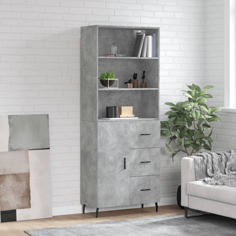 Credenza Grigio Cemento 69,5x34x180 cm in Legno Multistrato Credenza Grigio Cemento 69,5x34x180 cm in Legno Multistrato