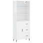Credenza Bianco Lucido 69,5x34x180 cm in Legno Multistrato Credenza Bianco Lucido 69,5x34x180 cm in Legno Multistrato