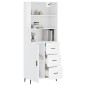 Credenza Bianco Lucido 69,5x34x180 cm in Legno Multistrato Credenza Bianco Lucido 69,5x34x180 cm in Legno Multistrato