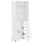 Credenza Bianco Lucido 69,5x34x180 cm in Legno Multistrato Credenza Bianco Lucido 69,5x34x180 cm in Legno Multistrato