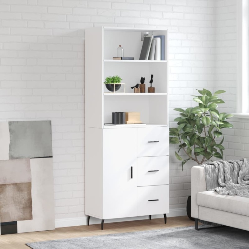 Credenza Bianca 69,5x34x180 cm in Legno Multistrato Credenza Bianca 69,5x34x180 cm in Legno Multistrato