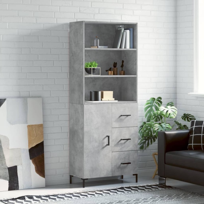Credenza Grigio Cemento 69,5x34x180 cm in Legno Multistrato Credenza Grigio Cemento 69,5x34x180 cm in Legno Multistrato