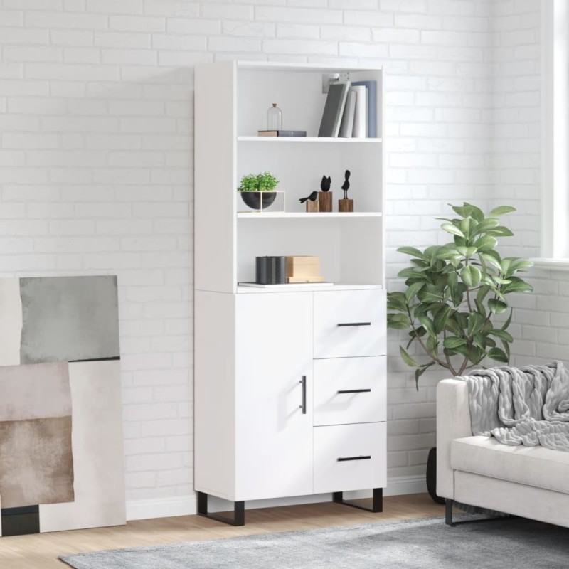 Credenza Bianca 69,5x34x180 cm in Legno Multistrato Credenza Bianca 69,5x34x180 cm in Legno Multistrato