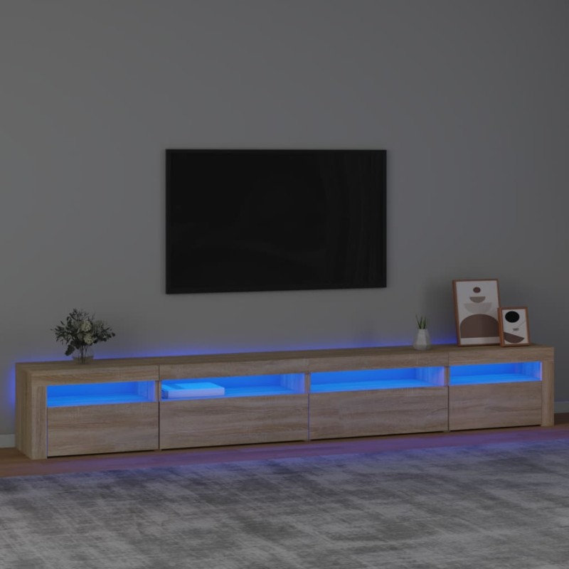 vidaXL Mobile Porta TV con Luci LED Rovere Sonoma 270x35x40 cm vidaXL Mobile Porta TV con Luci LED Rovere Sonoma 270x35x40 cm