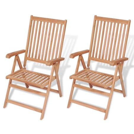 vidaXL Sedie Reclinabili da Giardino 2 pz in Legno Massello di Teak