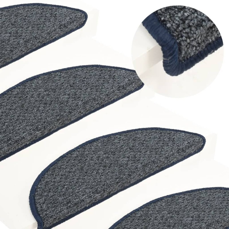Tappetini per Scale 15 pz Blu Scuro 56x17x3 cm Tappetini per Scale 15 pz Blu Scuro 56x17x3 cm