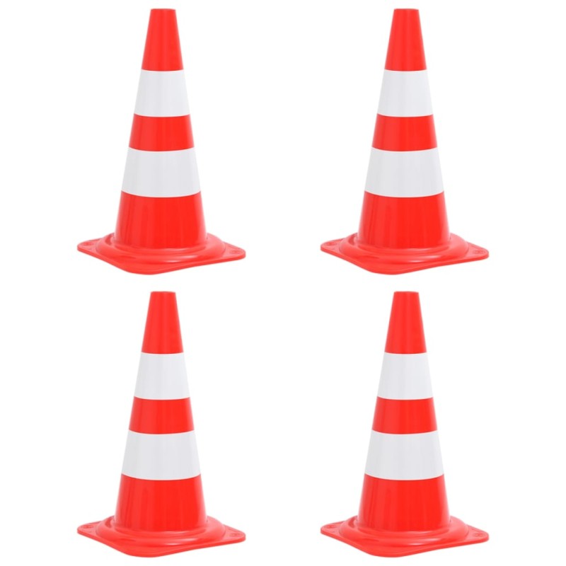 Set Coni Segnaletici Stradali Riflettenti 4pz Rosso Bianco 50cm Set Coni Segnaletici Stradali Riflettenti 4pz Rosso Bianco 50cm