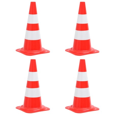 Set Coni Segnaletici Stradali Riflettenti 4pz Rosso Bianco 50cm