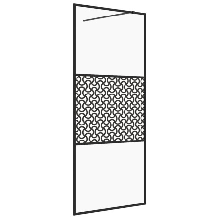 Parete per Doccia Walk-in Vetro Trasparente ESG 80x195 cm Nera