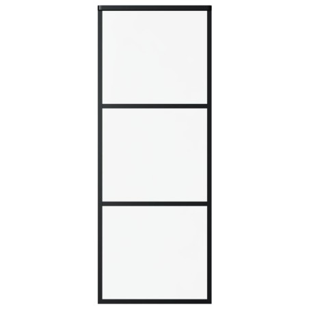 Porta Scorrevole in Vetro ESG e Alluminio 76x205 cm Nera