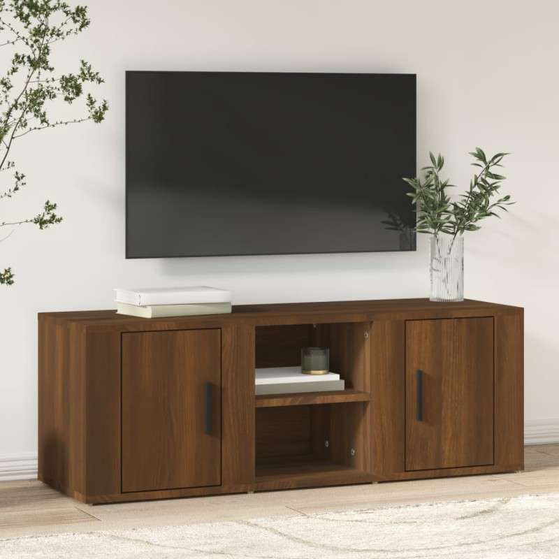 Mobile TV Rovere Marrone 100x31,5x35 cm in Legno Multistrato Mobile TV Rovere Marrone 100x31,5x35 cm in Legno Multistrato
