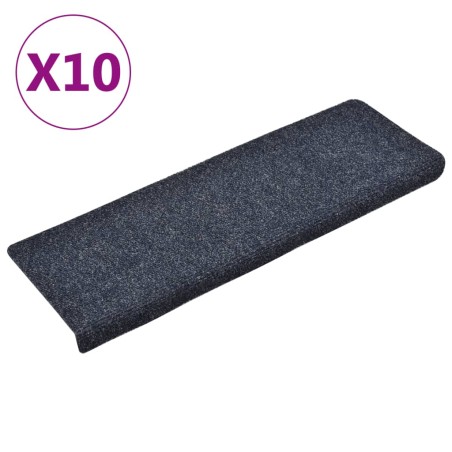 vidaXL Tappetini per Scale 10 pz Antracite 65x21x4cm Tessuto Agugliato