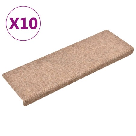 Tappetini per Scale Tessuto Agugliato 10 pz 65x21x4 cm Marroni