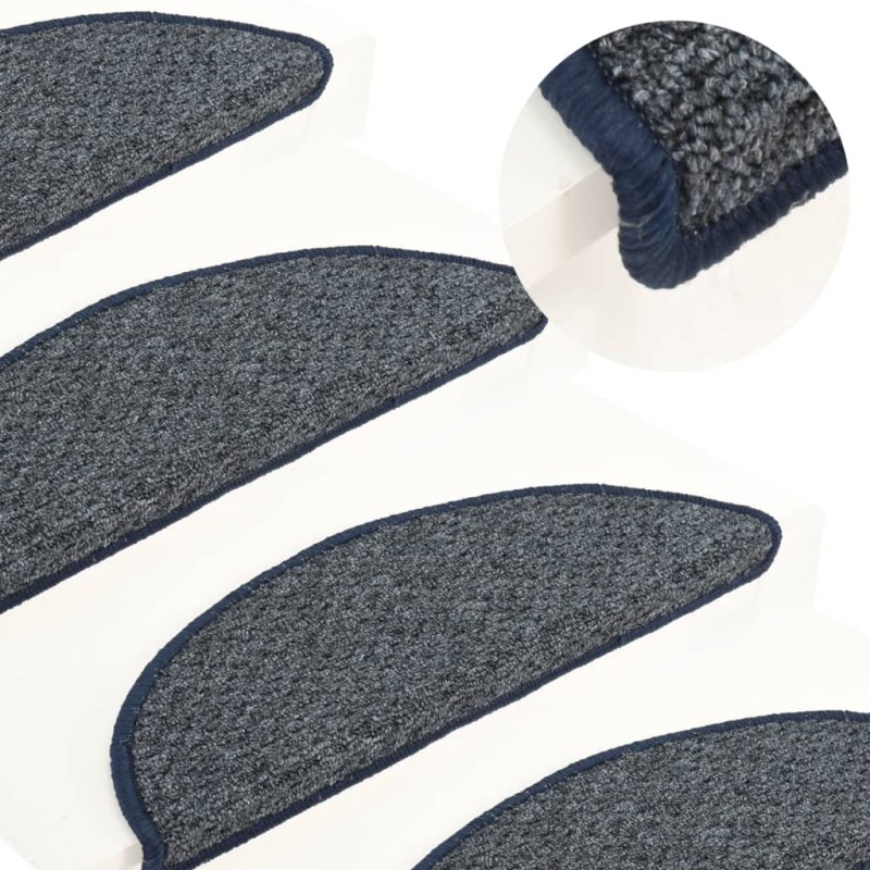 Tappetini per Scale 15 pz Blu Scuro 65x21x4 cm Tappetini per Scale 15 pz Blu Scuro 65x21x4 cm